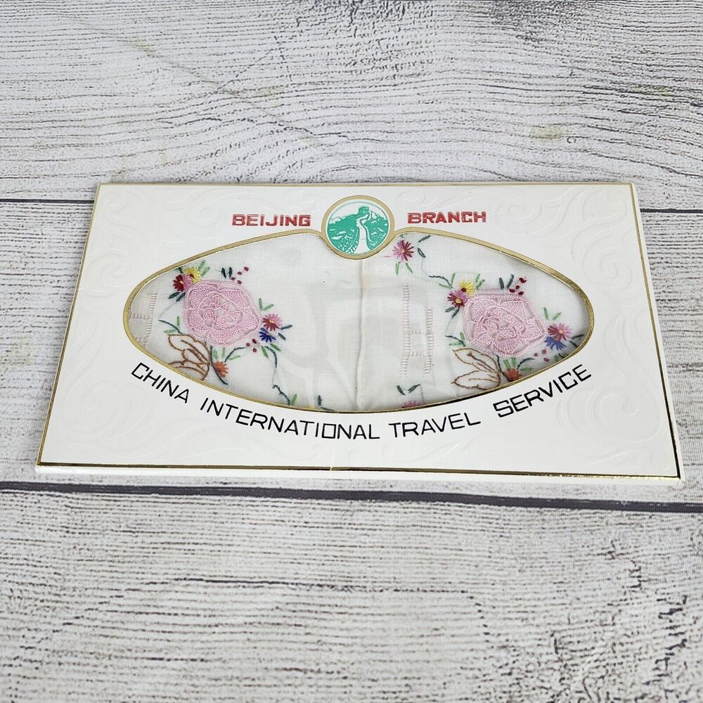 Vtg Handkerchief Hankie Set Beijing Branch China International Travel Service